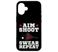 Pool Playing Aim Shoot Swear Repeat Pool Playing Billiards Coque pour iPhone 16