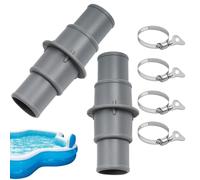 Pool Pump Hose Connector - 2 Piece Leak Proof Adapter Set | Tight Fit Swimming Pool Hose Coupler With 4 Clamps For 1.25 Inch And 1.5 Inch Vacuum Hoses