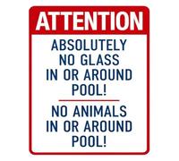 Pool Rule No Glass No Animals Metal Tin Sign 12x8 Inch