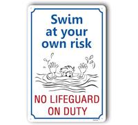 Pool Rules Panneau en aluminium avec inscription « Swimming No Lifeguard On Duty Swim At Your Own Risk » 15,2 x 20,3 cm
