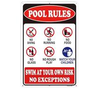 Pool Rules -Pool Rules Signs Outdoor- Aluminium | 30x20cm Rustproof Weatherproof - ool Safety Sign Outdoor Decor,for Poolside Backyard Deck Patio Sidewalk Swimming Water Park Beach Farmhouse