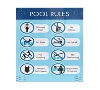 Pool Safety Rules Educational Poster for Kids Swimming Sign with Important Guidelines No Diving Running Glass Animals Wall Art Print (Framed,16X24inch(40X60cm))