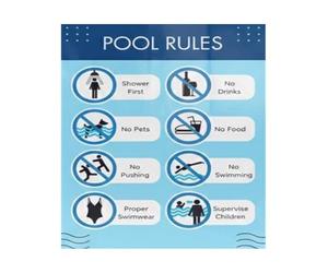 Pool Safety Rules Educational Poster for Kids Swimming Sign with Important Guidelines No Diving Running Glass Animals Wall Art Print (Framed,12X18inch(30X45cm))