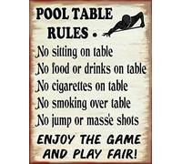 Pool Table Rules Vintage Enjoy The Game And Play Fair Affiche rétro en métal pour maison, café, bar 20,3 x 30,5 cm