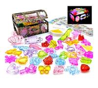 Pool Treasure Gemstones - Boîte de plongée pirate avec diamants brillants | Kit d'entraînement de cristaux sous-marins pour enfants, apprentissage des jouets pour la natation