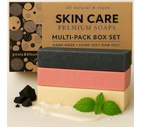 Poola & Bloom Savon Patchouli Savon au Charbon Actif Trio de Savons Artisanal 175g - Hydratation et Équilibre de la Peau Sans Détergents Synthétiques Naturel et Nourrissant