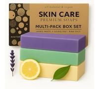 Poola & Bloom Trio de Savons Aromatiques Vitalité et Apaisants - 3 X 175g Savon Citron Lavande Eucalyptus Hydratation Exfoliation Relaxation Fait Main Peau Revitalisée