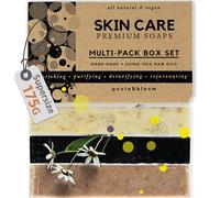 Poola & Bloom Trio de Savons Purifiants et Exfoliants - 3 X 175 G Charbon Actif Thé Noir Boue et Sel de la Mer Morte Hydratation Intense Peau Éclatante et Lisse