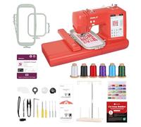 PooLin EOC05 embroidery machine - Rouge - Machine à broder électronique - Écran tactile LCD 7″, cadres 10×10 cm et 10×23,5 cm, import de motifs USB/Wi-Fi, idéale débutants et experts