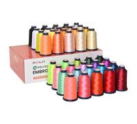 PooLin Fil à Broder Machine - 40 Bobines x 4000 m, Polyester 40 wt, Compatible Machines à Aiguille Unique et Multi-Aiguilles, Noir Blanc Rouge Rose Vert Jaune Fluo Orange Bleu Turquoise Beige Gris, In