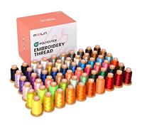 PooLin Fil à Broder Machine - 60 Bobines x 800 m, Polyester 40 wt, Compatible Pantone, Noir Blanc Rouge Bleu Marine Vert Turquoise Rose Jaune, Résistant & Indélavable, Palette Complète 60 Couleurs pou