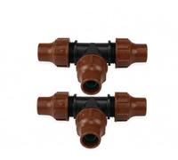 Poolmart 1 Rain Bird Lot de 2 raccords en T 16 mm x 16 mm x 16 mm Lock Quick Type BF-32 en polypropylène marron pour systèmes d'irrigation agricole et jardin