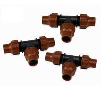 Poolmart 1 Rain Bird Lot de 3 raccords en T 16 mm x 16 mm x 16 mm Lock Quick Type BF-32 en polypropylène marron pour systèmes d'irrigation agricole et jardin