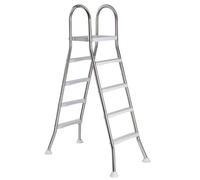 poolomio® Acier Inoxydable avec Main Courante jusqu'à 140 cm | Echelle d'accès avec 4 marches pour piscines Hors-Sol jusqu'à 1,40 m de Hauteur | Accès sûr, Durable, Stable sécurité maximale 150 kg