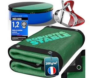 poolomio® Bâche de Piscine Ovale 900 x 450 cm | Couverture 2-en-1 Solaire & Hiver 9 x 4,5 m | Bâche PE Robuste 200 g/m² | Résistante UV, Anti-algues & saletés | Dimensions réelles : 980 x 530 cm