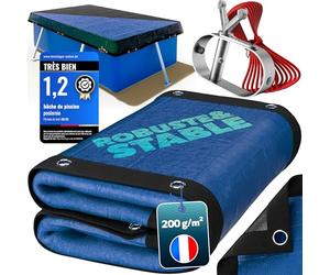 poolomio® Bâche de Piscine rectangulaire 600 × 300 cm | Couverture 2-en-1 Solaire & hivernage 6 × 3 m | Bâche Robuste 200 g/m² PE | Protection UV Anti-algues saletés| Dimensions réelles: 680 x 380 cm