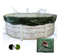 poolomio Bâche Hivernage Piscine Ronde 360/366-400 cm | Couverture d'hiver, bâche de Protection imperméable Ronde Vert/Noir | 200g/m² de matériau PE résistant aux UV & au Chlore