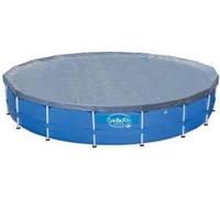 poolomio® Bache Piscine Ronde 305 - Spéciale Piscines à Cadre Métallique Rond | avec Lanières Ajustables et Velcro | Antivent et Anti-Poussière | Toile Dense Résistante aux Déchirements | Bleu