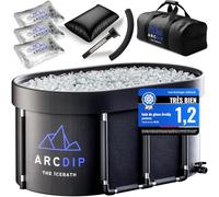 poolomio® Bain Froid Ovale XXL 340L - Baignoire Gonflable Adulte pour Bain Glacé & Bain de Glace | Bain Nordique Portable avec Cadre Aluminium, Couvercle & Kit Complet - Maison & Extérieur