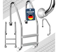 poolomio Échelle à 2 marches pour piscines de Plus de 0,90 m de Hauteur - Échelle de Piscine pour Une entrée et Une Sortie sûres - Échelle en Acier Inoxydable Poli Miroir, Charge maximale : 120 kg