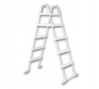 Poolomio Échelle de Piscine - Échelle de Sécurité à 4 Marches avec Plateforme de Sécurité - Galvanisée et en Plastique - Charge Maximale : 100 kg - Pour Piscines jusqu'à 130 cm de Hauteur