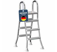 poolomio® Échelle de piscine en acier inoxydable avec main courante jusqu'à 120 cm - Échelle avec 3 marches pour piscines hors-sol de 0,9 m à 1,22 m - Entrée sûre, durable, stable - Charge maximale