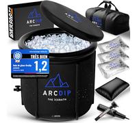 poolomio Eisbad Premium Tonneau à glace Ø 80 cm pour la maison et l'extérieur | Tonneau à glace de 350 l pour bain de glace et thérapie par le froid | Kit avec housse isolante, thermomètre et sac de