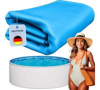 poolomio Film de piscine bleu, rond, 400 x 90 cm, pour piscine à parois en acier, résistant à l'hiver et aux UV, film de rechange pour piscine de jardin, housse intérieure de piscine 0,225 mm