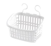 Poolside Storage Basket, Swimming Pool Organizer Bin, 10.83x8.07x6.5inch, UV-Resistant Container with Hooks, Built-in Cup Holders, Ideal for Towels, Drinks, Bottles, Cream/White