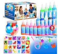 Poonoo Crafts Kits de jouets - Cadeaux d'anniversaire pour filles et garçons de 6 à 12 ans, 25 moules de 20 couleurs, kit de jouet elfe d'eau magique de fées aquatiques, kit de gel d'eau pour enfants