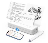 POOOLITECH Imprimante sans fil sans encre pour la maison, les bureaux et les voyages, prend en charge le rouleau de papier thermique de 20,3 cm et 10,2 cm, parfaite pour iOS Android et ordinateurs