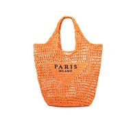 POOOPSSD Sac tissé en maille de paille, sac fourre-tout, plage, sac à bandoulière, hobo femme, pliable, grande capacité, pour vacances, pique-nique et fête., Orange, Large