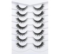 Pooplunch Faux Cils Bande Invisible Oeil de Chat Look Naturel Wispy Cils Extension Volume Fluffy Faux Cils Courts Bandes de Cils de Vison Synthétique 7 Paires Multipack 1 Comptage (lot de 7) Noir