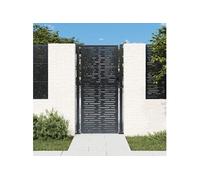 vidaXL Portail de jardin Portillon de patio – Acier design carré – Anthracite 100x200 cm