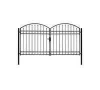 Poort dubbel met gebogen bovenkant 300x175 cm staal zwart146340