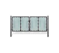 vidaXL Portail de clôture à une porte Noir 300x125 cm