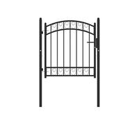 vidaXL Portail de Clôture avec Dessus Arqué Portail de Jardin Portillon de Terrasse Porte de Patio Barrière de Jardin Extérieur Acier 100x100 cm Noir