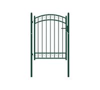 vidaXL Portail de clôture avec dessus arqué Acier 100x125 cm Vert