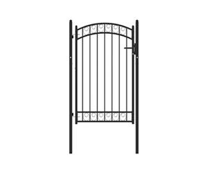 Poort met gebogen bovenkant 100x150 cm staal zwart146370