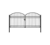 vidaXL Portillon double avec dessus arqué Acier 300x150 cm Noir