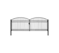 Poort met gebogen bovenkant dubbel 400x150 cm staal zwart143094