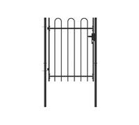 Poort met gebogen bovenkant enkel 1x1,2 m staal zwart146030