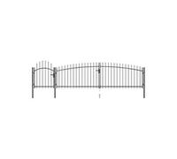 Portail de clôture de jardin avec dessus en lance 5x1,5 m Noir