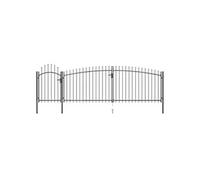 Portail de clôture de jardin avec dessus en lance 5x2 m Noir