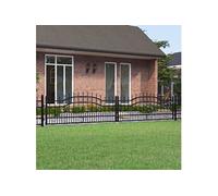 Poort met spijlpunten 406x120 cm gepoedercoat staal zwart151099