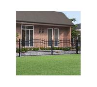 Poort met spijlpunten 406x151 cm gepoedercoat staal zwart151100