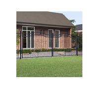 Poort met spijlpunten 406x198 cm gepoedercoat staal zwart151102