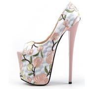 POOSR 19CM Talons Hauts, Fish Mouth Open Toe Talons Hauts, Chaussures de Danse de Mariage de boîte de Nuit de fête, Chaussures fétichistes,Beige,38