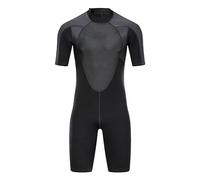POOSR 3MM Wetsuit Neoprene Wetsuit Homme One-Piece Short Sleeve Surfing Suit Protection Solaire et Maillot de Bain Chaud,Noir,S