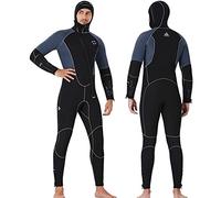 POOSR 5MM néoprène Combinaison Hommes Garder au Chaud Natation plongée sous-Marine Maillot de Bain à Capuche à Manches Longues Triathlon pour Surf plongée en apnée,Gris,M